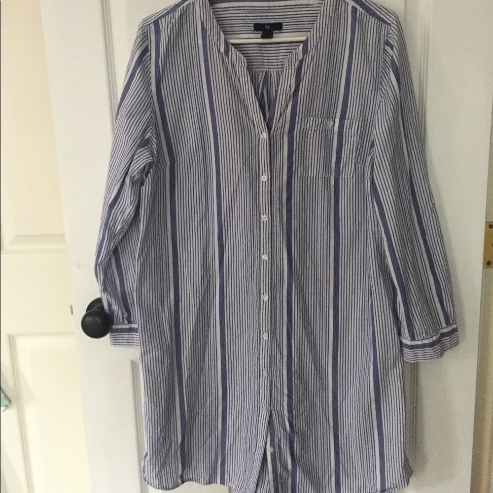 GAP shirt Dress - blue and white stripes - Large